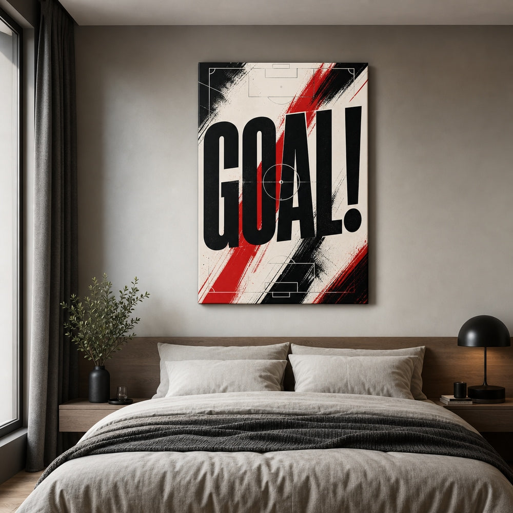 GOAL Soccer Typography Canvas Wall Art 24×36 inch wrapped canvas wall mockup