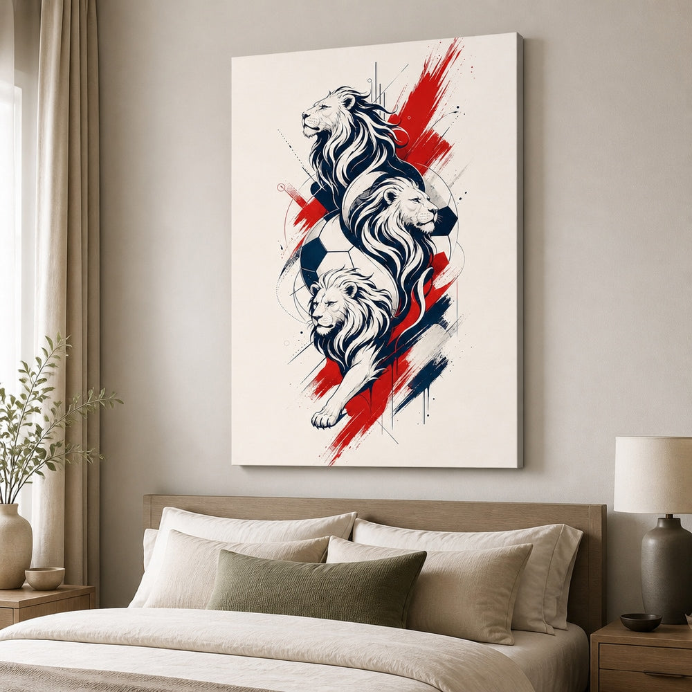 England Three Lions National Pride Soccer Canvas Wall Art 24×36 inch wrapped canvas wall mockup