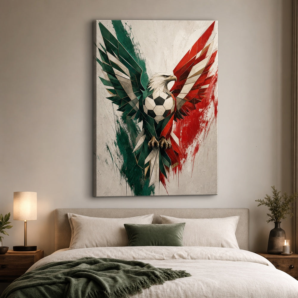 Mexico Eagle National Pride Soccer Canvas Wall Art 24×36 inch wrapped canvas wall mockup