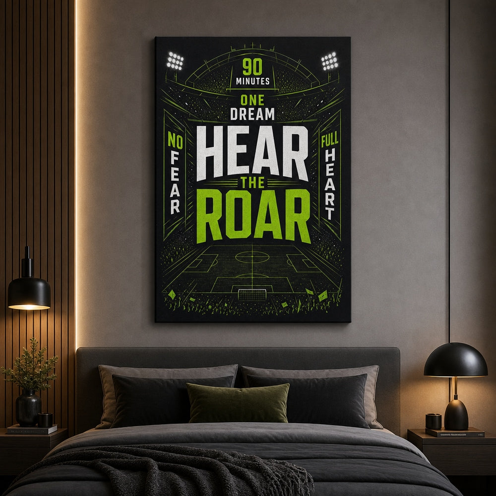 Hear The Roar Stadium Typography Canvas Wall Art 24×36 inch wrapped canvas wall mockup