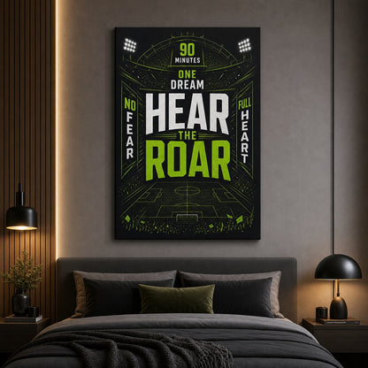 Hear The Roar Stadium Typography Canvas Wall Art 24×36 inch wrapped canvas wall mockup