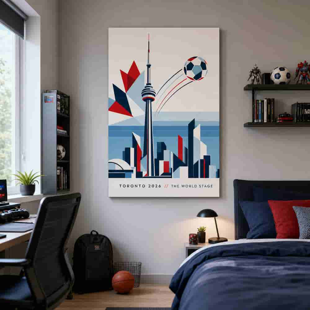 Toronto 2026 World Stage Soccer Canvas Wall Art 24×36 inch wrapped canvas wall mockup