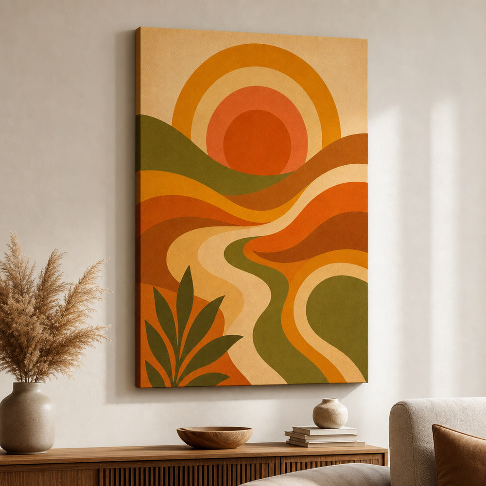 70s Psychedelic Waves Mid-Century Modern Canvas Wall Art 05 sku 24x36