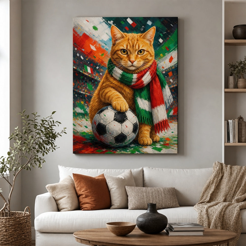 Orange Tabby Soccer Fan Canvas Wall Art 30×40 inch wrapped canvas wall mockup
