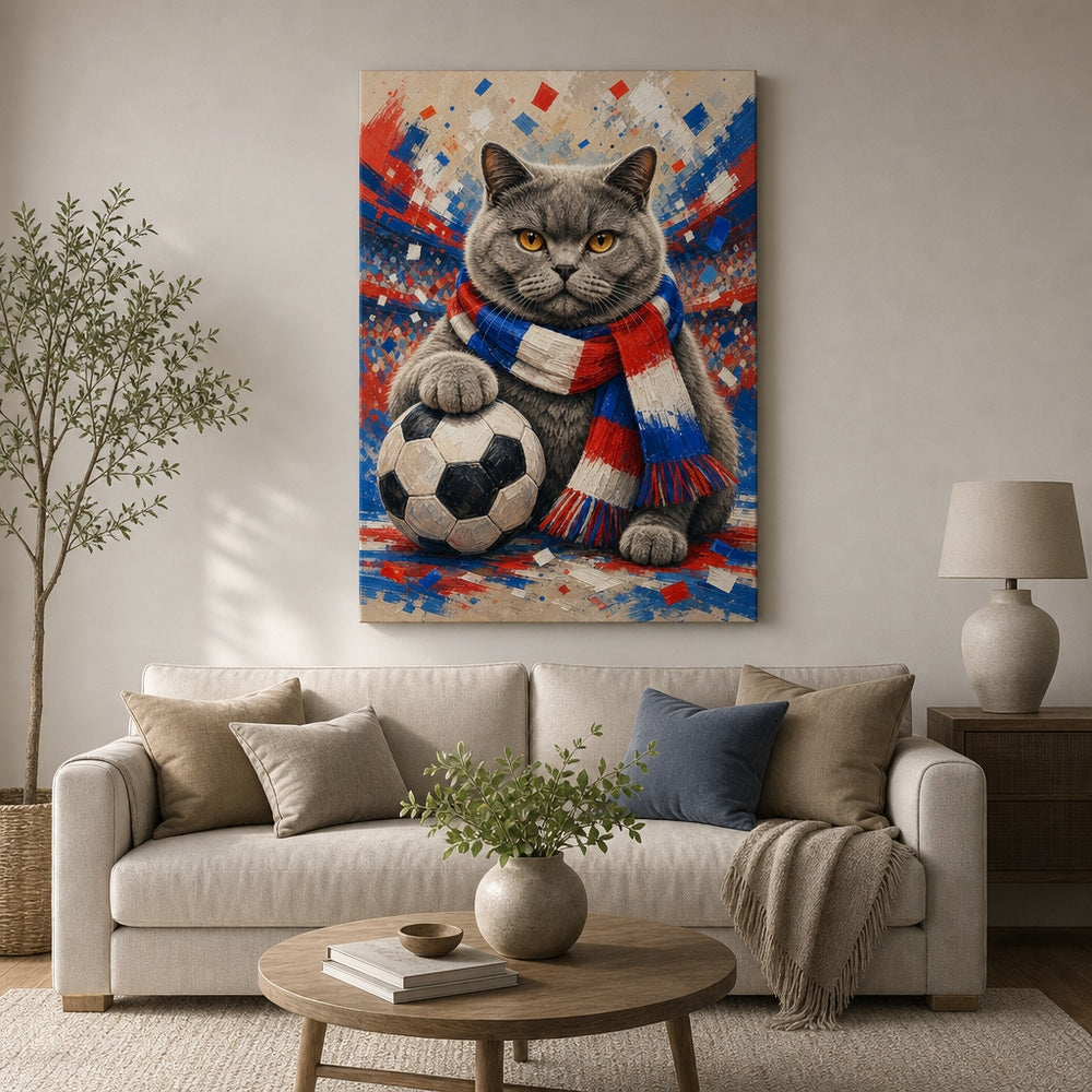 British Shorthair Soccer Fan Canvas Wall Art 30×40 inch wrapped canvas wall mockup