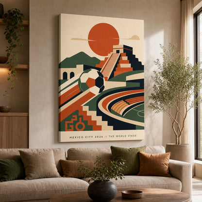 Mexico City 2026 World Stage Soccer Canvas Wall Art 30×40 inch wrapped canvas wall mockup
