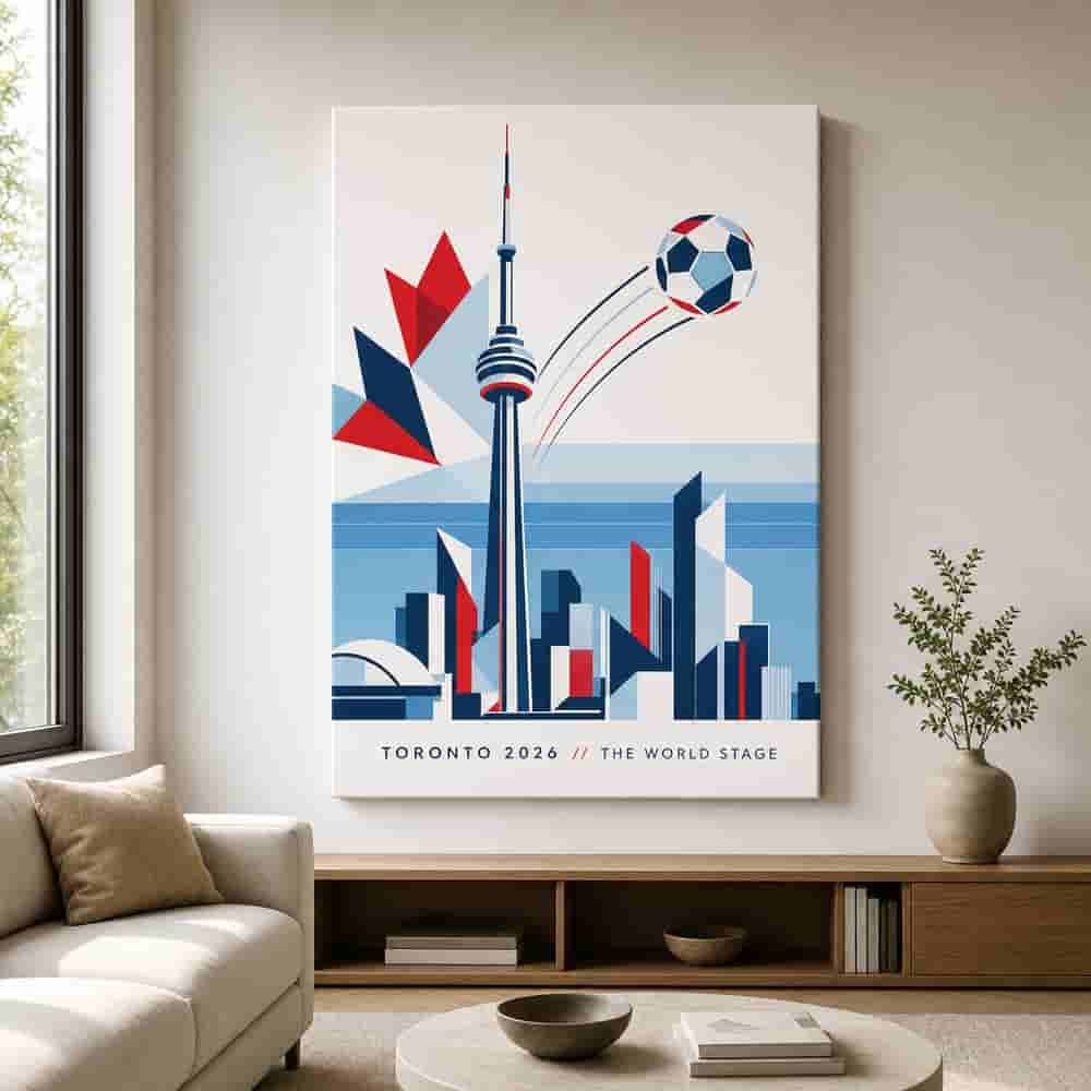Toronto 2026 World Stage Soccer Canvas Wall Art 30×40 inch wrapped canvas wall mockup