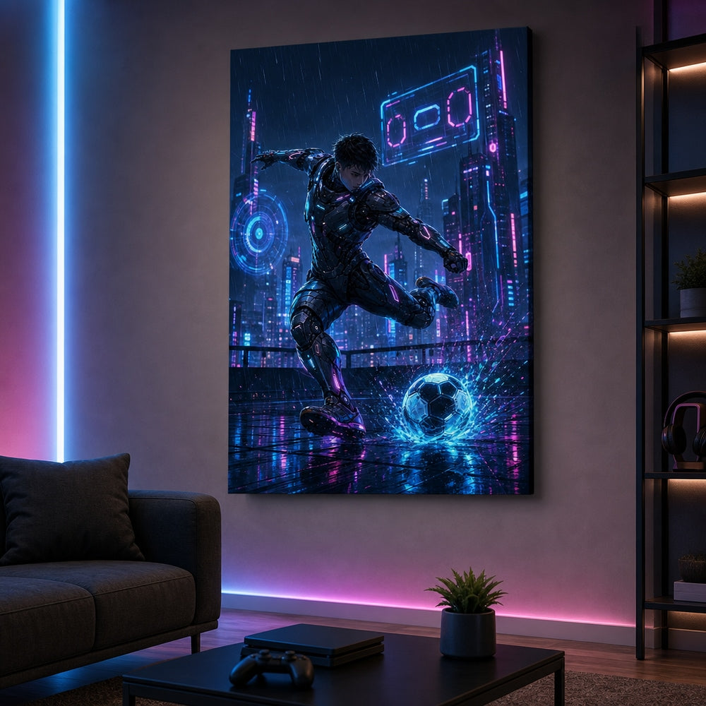 Mecha Rooftop Soccer Canvas Wall Art 30×40 inch wrapped canvas wall mockup