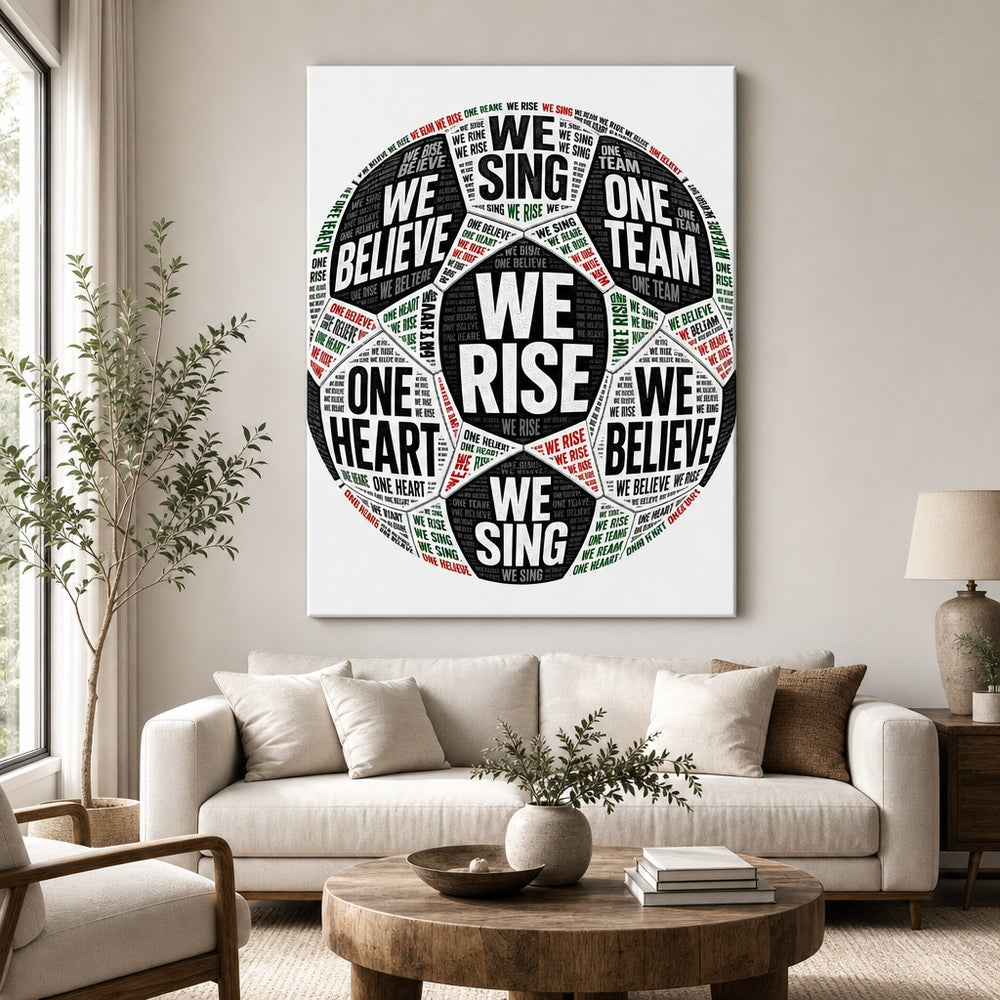 One Team One Heart Chant Typography Canvas Wall Art 30×40 inch wrapped canvas wall mockup