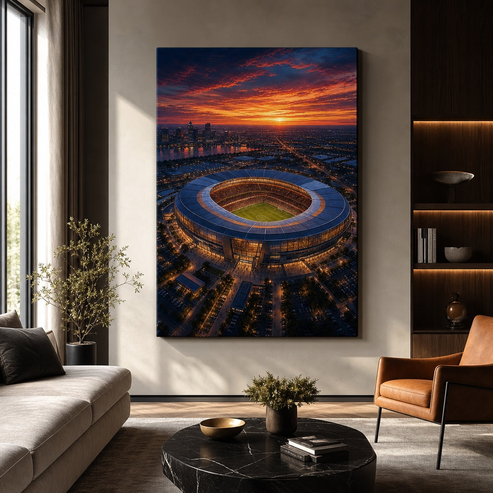 Twilight Aerial Stadium Art Canvas Wall Art 30×40 inch wrapped canvas wall mockup
