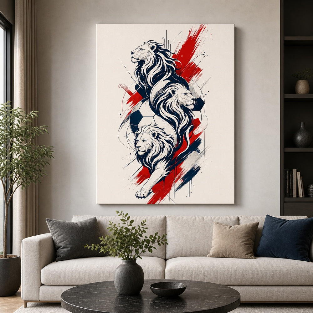 England Three Lions National Pride Soccer Canvas Wall Art 30×40 inch wrapped canvas wall mockup