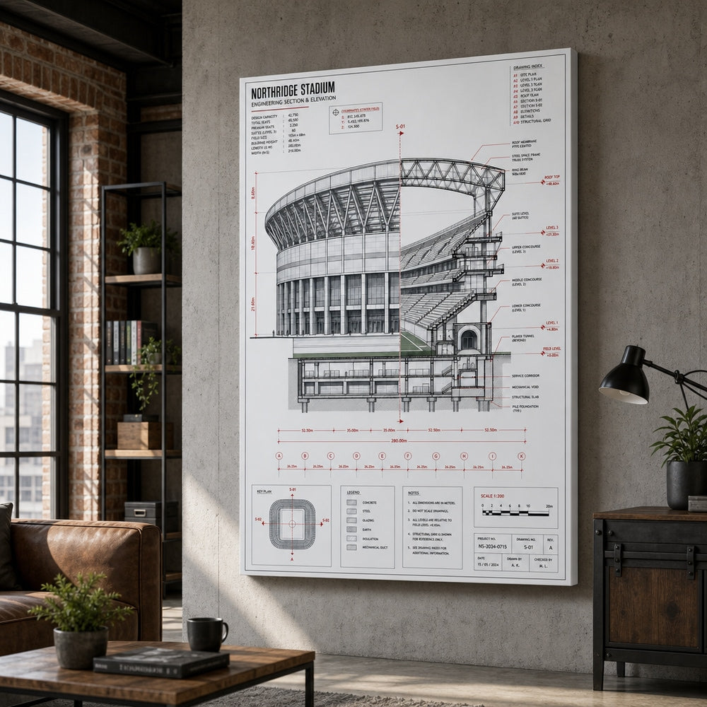 Engineering Stadium Cutaway Canvas Wall Art 30×40 inch wrapped canvas wall mockup