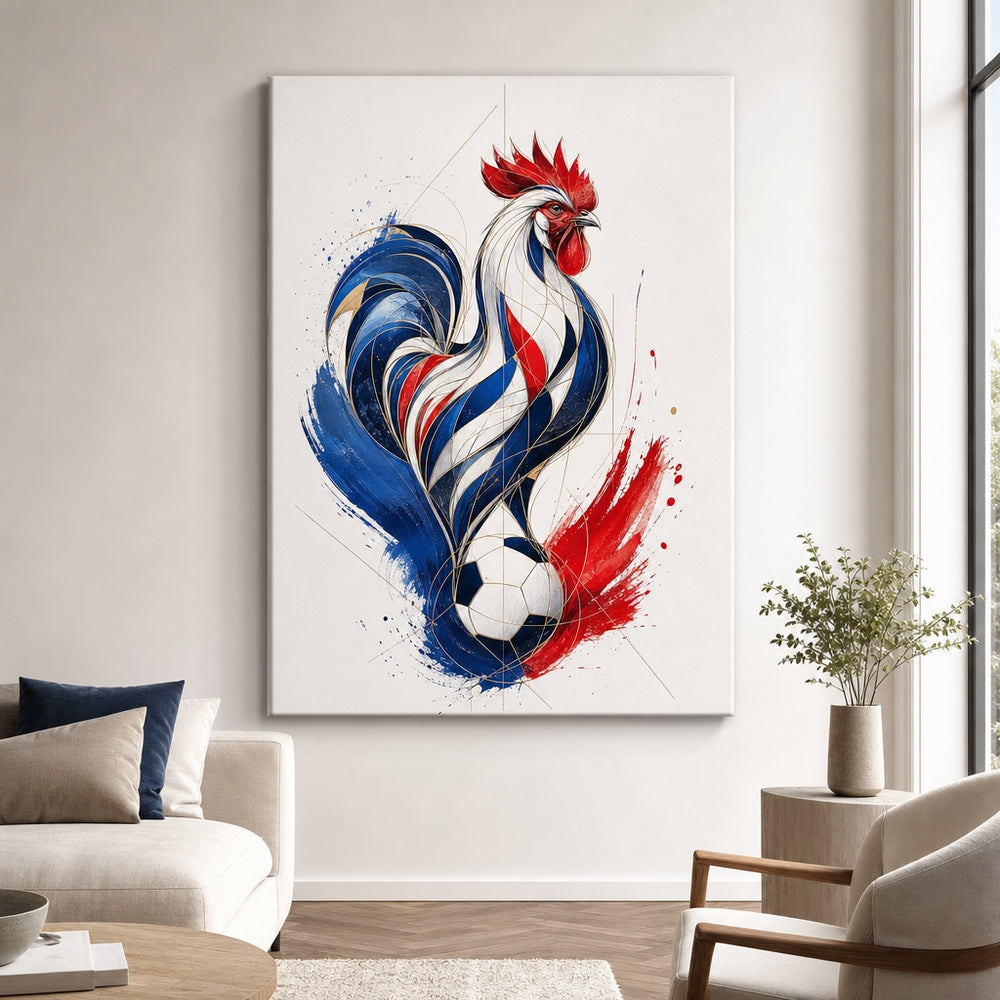 France Rooster National Pride Soccer Canvas Wall Art 30×40 inch wrapped canvas wall mockup