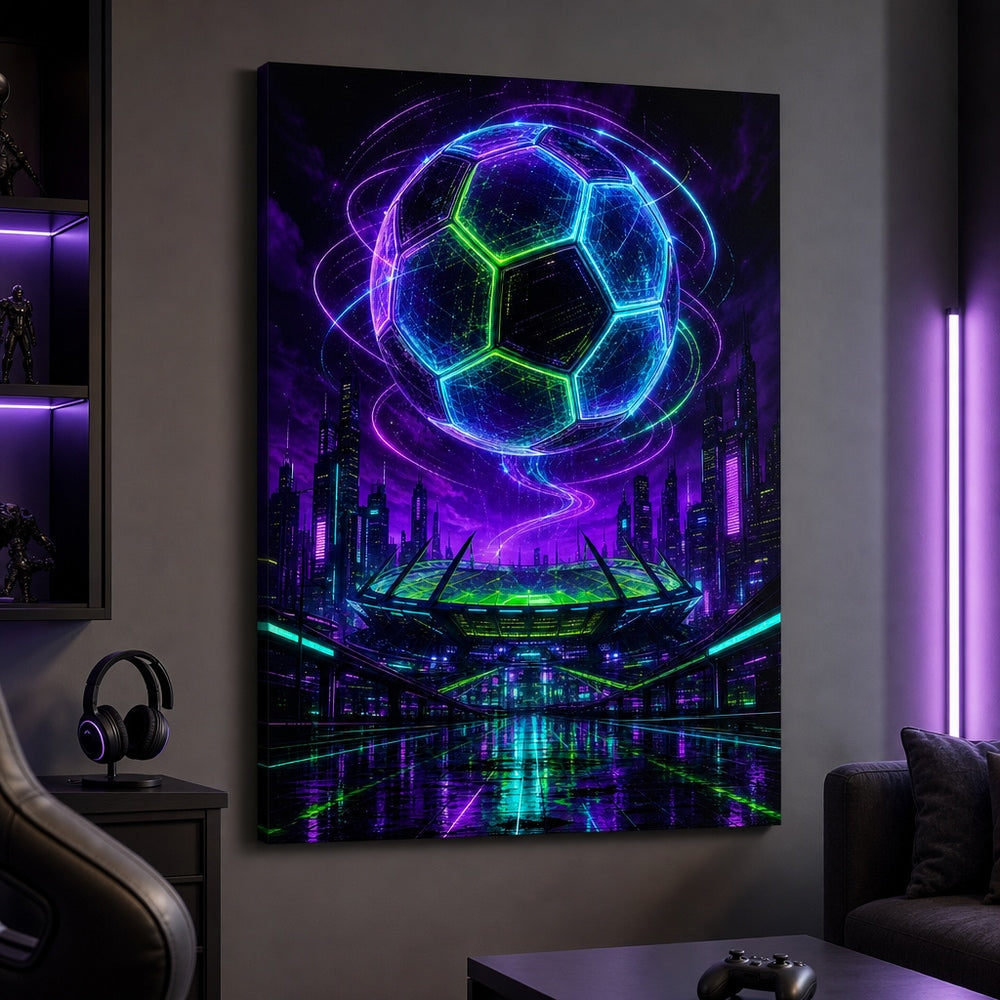 Hologram Ball City Soccer Canvas Wall Art 30×40 inch wrapped canvas wall mockup
