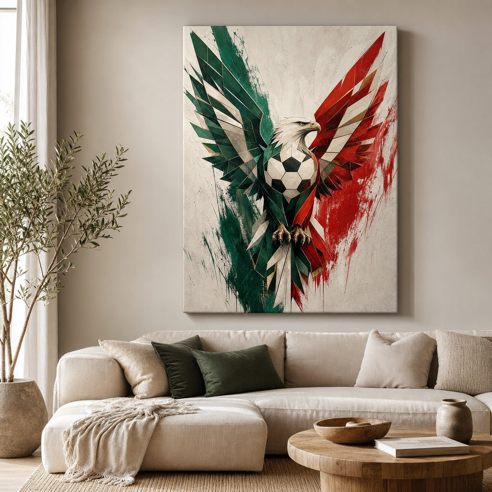 Mexico Eagle National Pride Soccer Canvas Wall Art 30×40 inch wrapped canvas wall mockup
