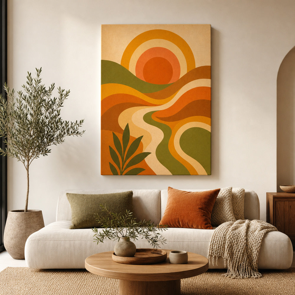 70s Psychedelic Waves Mid-Century Modern Canvas Wall Art 05 sku 30x40