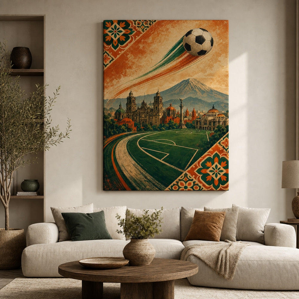 Mexico City Heritage Soccer Canvas Wall Art 30×40 inch wrapped canvas wall mockup