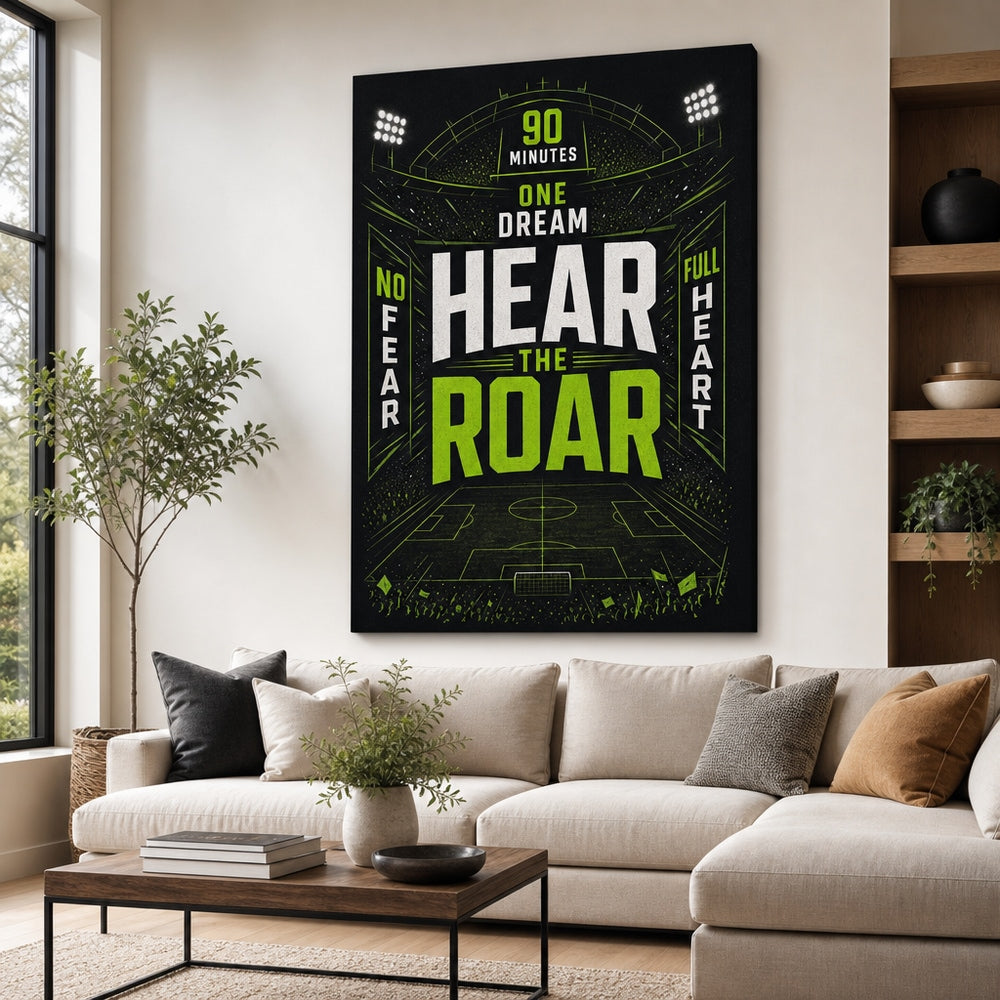 Hear The Roar Stadium Typography Canvas Wall Art 30×40 inch wrapped canvas wall mockup