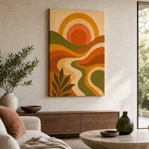 70s Psychedelic Waves Mid-Century Modern Canvas Wall Art 05 wall