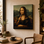 Canvas wall art mockup in cozy cafe reading corner