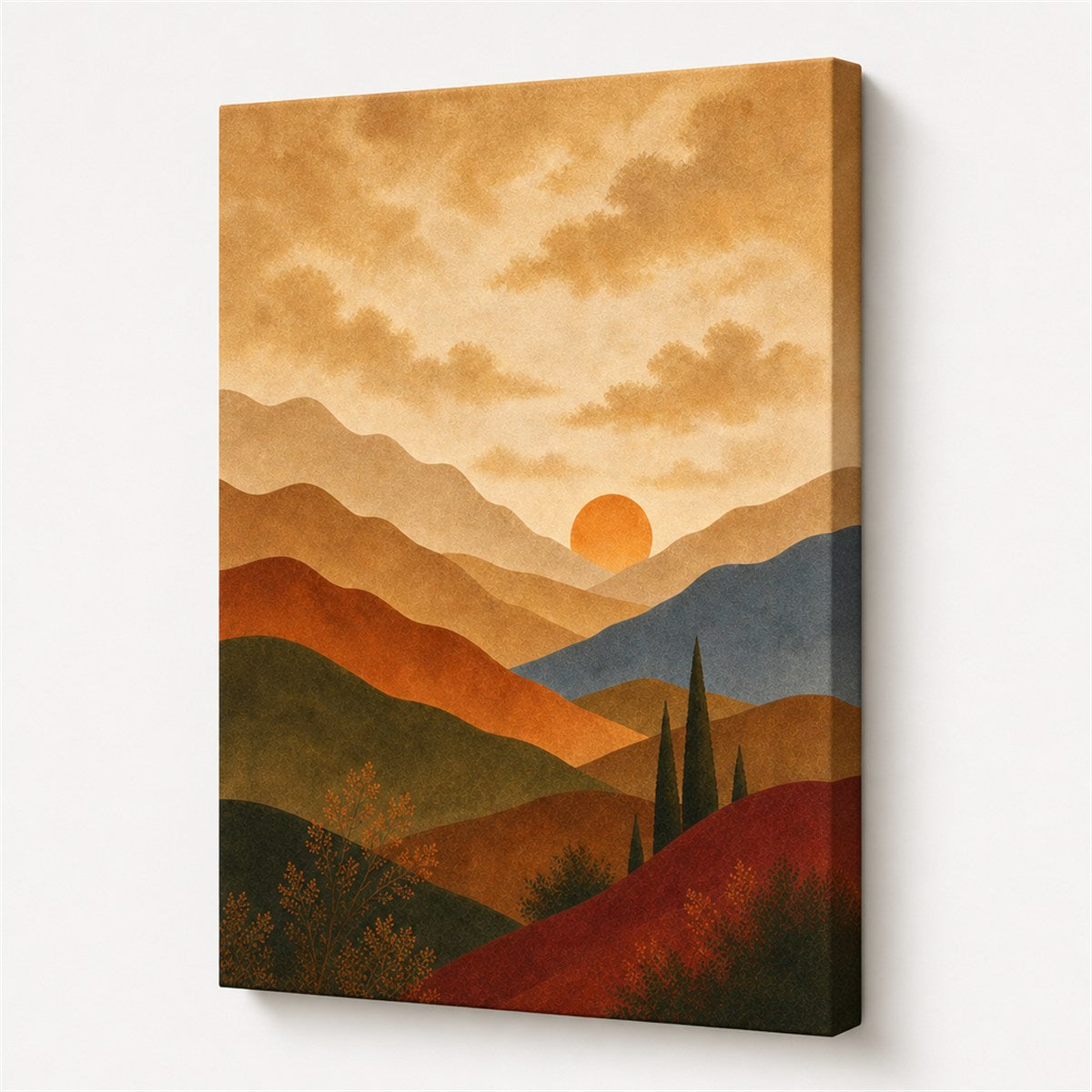 Warm neutral wrapped canvas side edge detail