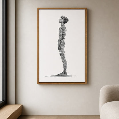 Minimalist line art profile figure floating frame wall art - 05