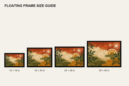 Boho Botanical Suns Floating Frame Wall Art - 06_size_comparison