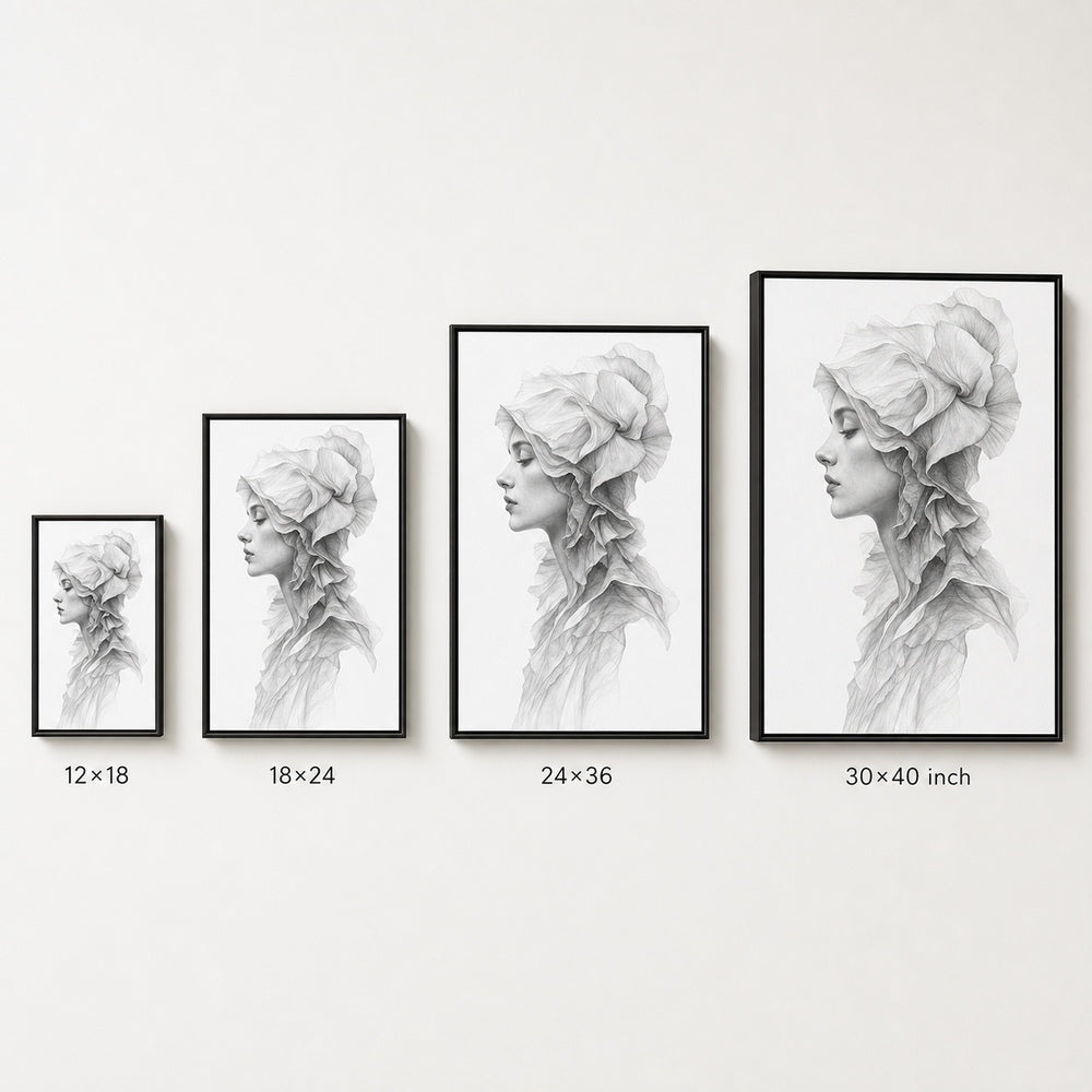 Surreal Side Female Fabric Pencil Wall Art floating frame wall art - 06
