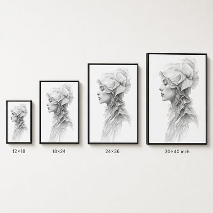 Surreal Side Female Fabric Pencil Wall Art floating frame wall art - 06