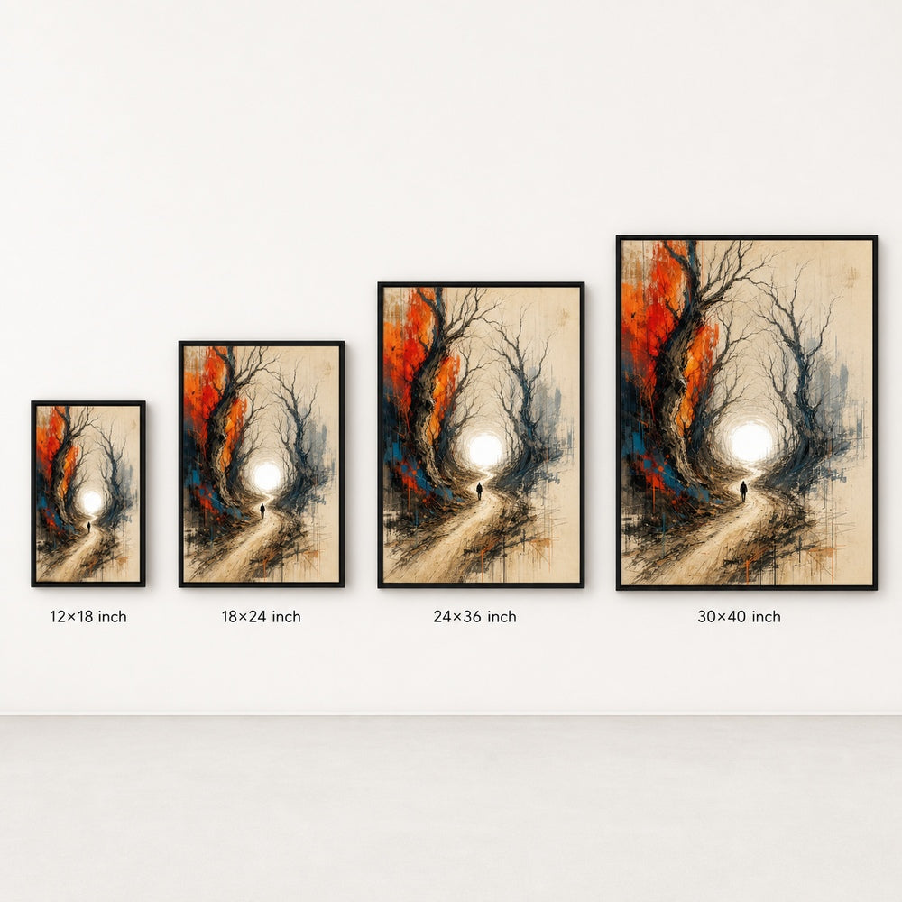 Road To Light Dead Trees Abstract Wall Art floating frame wall art - 06