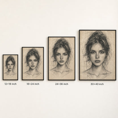 Pencil Front Female Portrait Wall Art floating frame wall art - 06