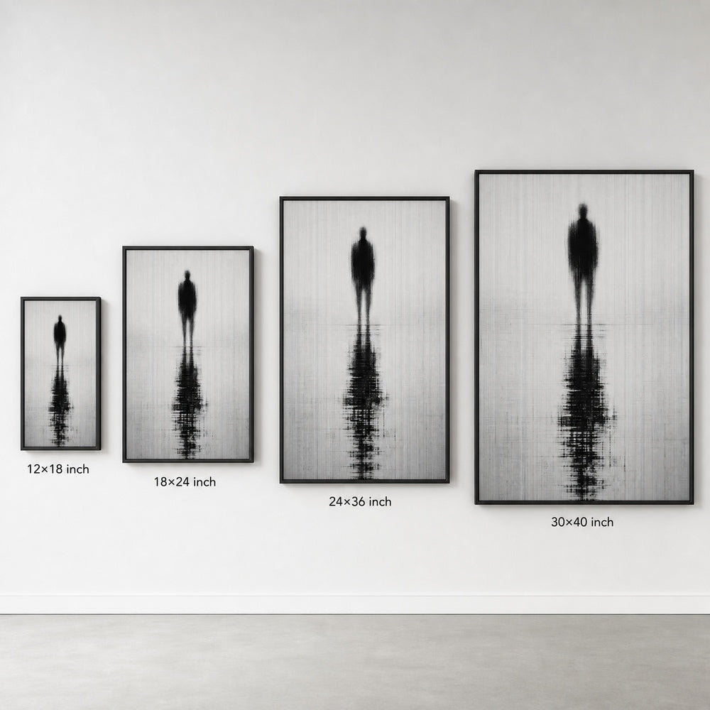 Glitch Ghost Black White Reflection Wall Art floating frame wall art - 06