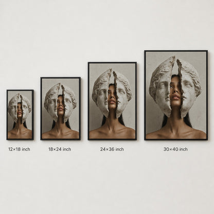 Cracked Marble Mask Fashion Portrait Wall Art floating frame wall art - 06