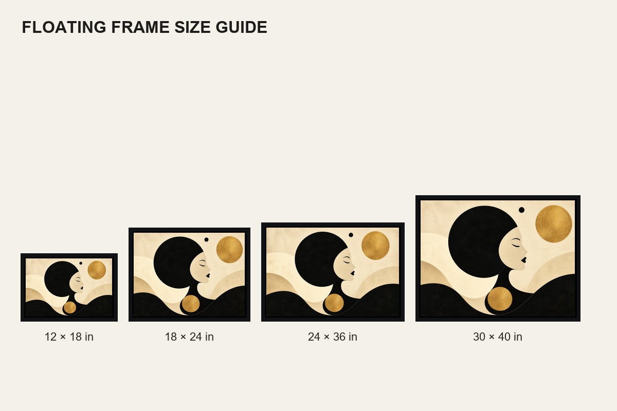 Geometric Woman Profile Floating Frame Wall Art - 06_size_comparison