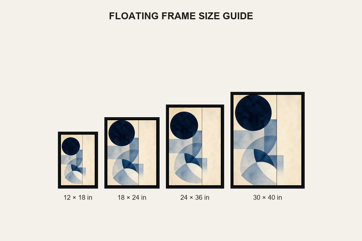 Navy Geometric Watercolor Floating Frame Wall Art - 06_size_comparison