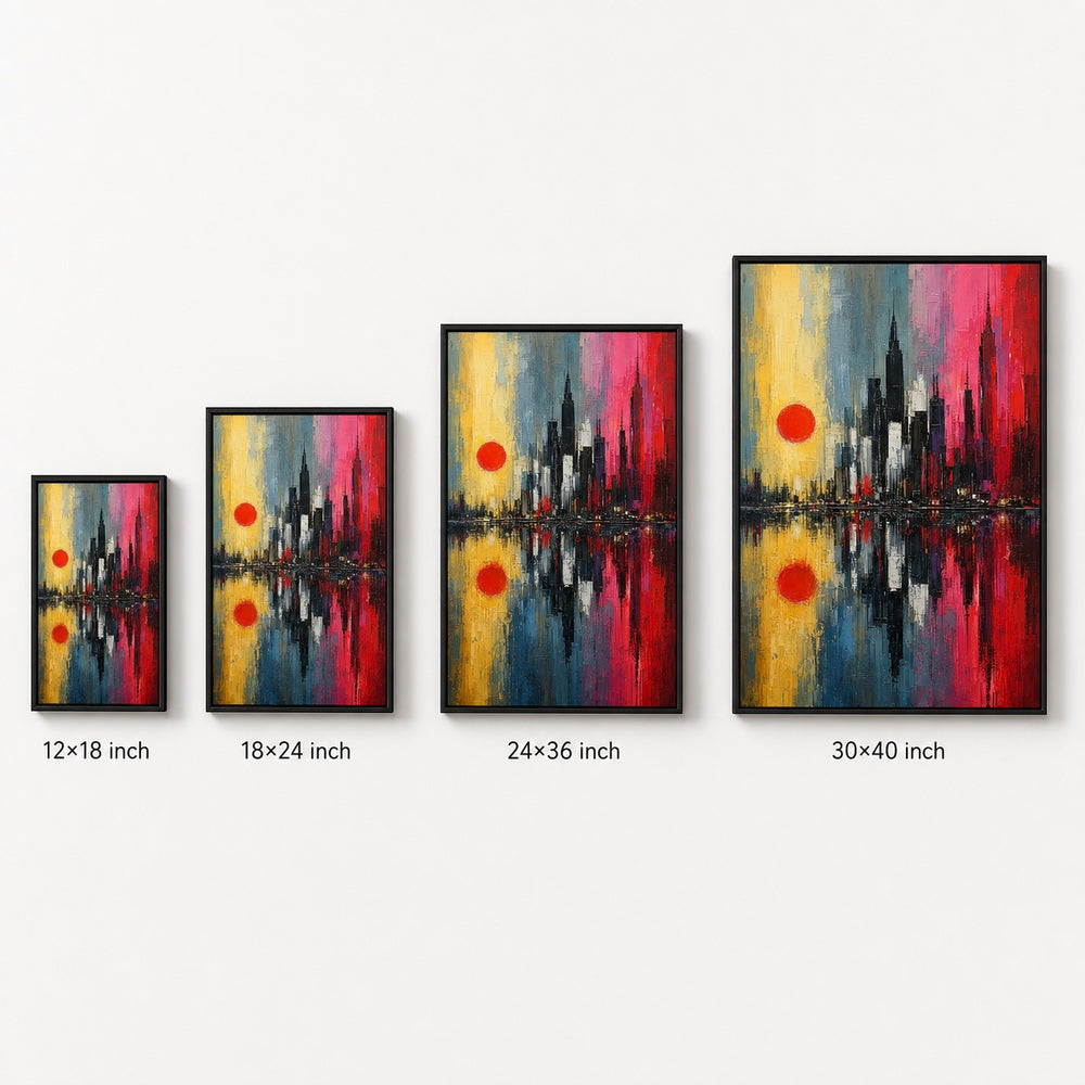 Abstract Expressionist City Reflection Wall Art floating frame wall art - 06