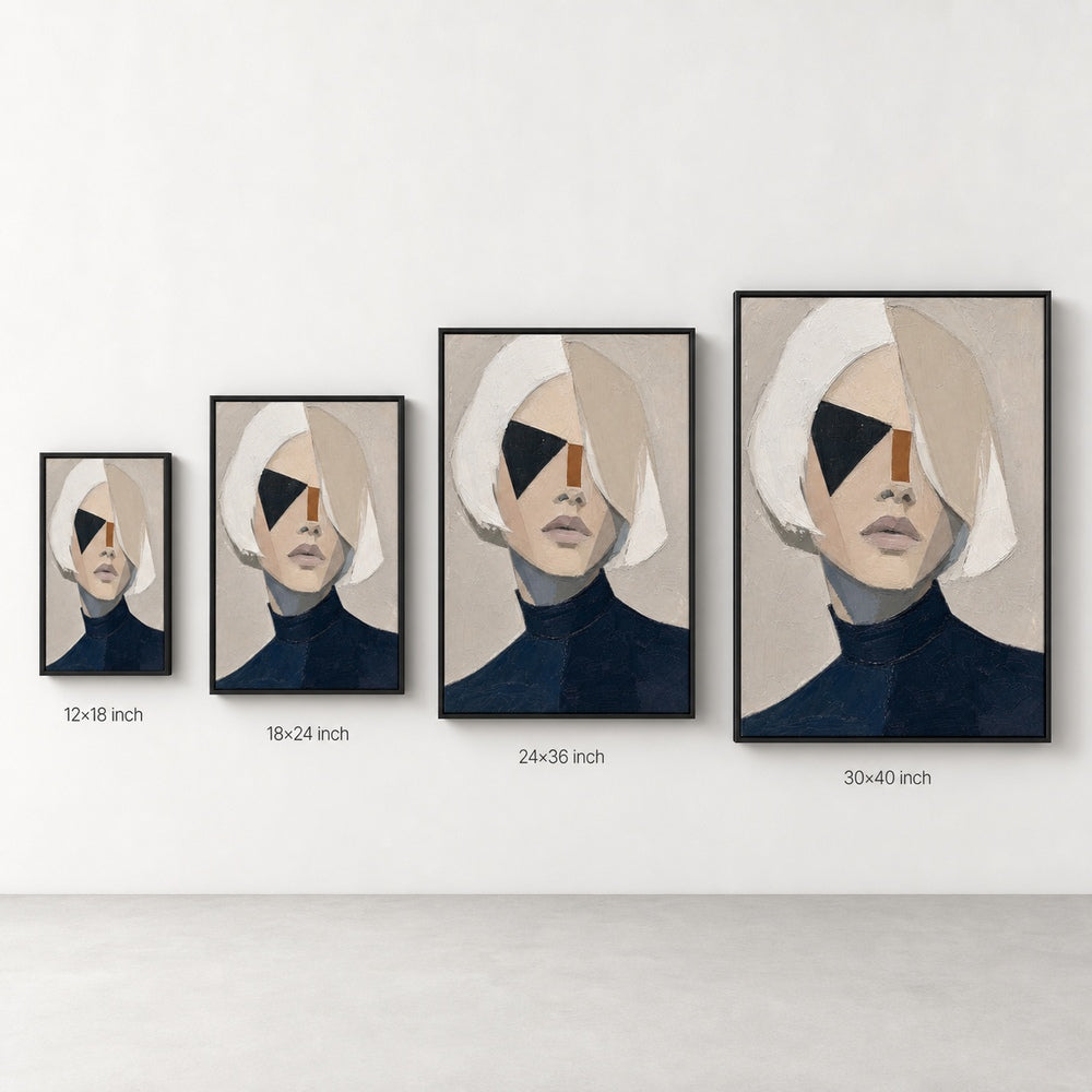 White Bob Geometric Minimal Portrait Wall Art floating frame wall art - 06