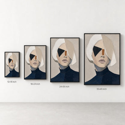 White Bob Geometric Minimal Portrait Wall Art floating frame wall art - 06