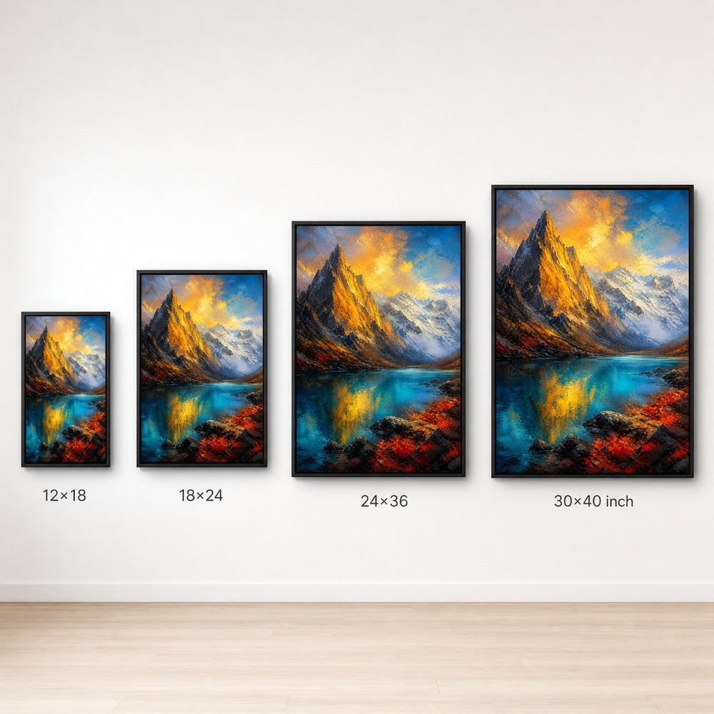 Mountain Lake Impressionist Wall Art floating frame wall art - 06