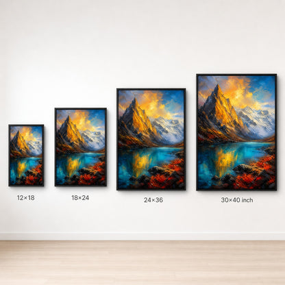 Mountain Lake Impressionist Wall Art floating frame wall art - 06