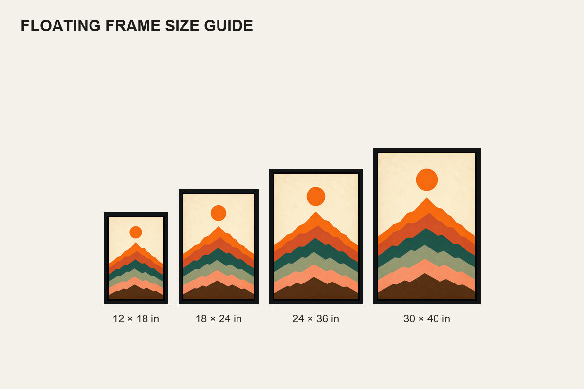 Layered Modernist Mountain Floating Frame Wall Art - 06_size_comparison