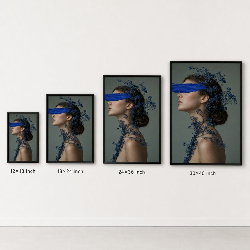 Blue Paint Blindfold Profile Wall Art floating frame wall art - 06