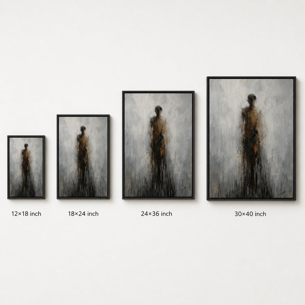Dissolving Human Ochre Gray Drip Wall Art floating frame wall art - 06