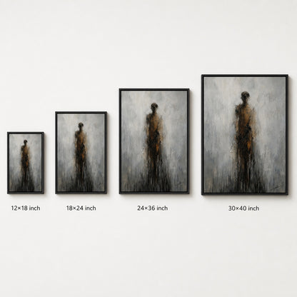 Dissolving Human Ochre Gray Drip Wall Art floating frame wall art - 06