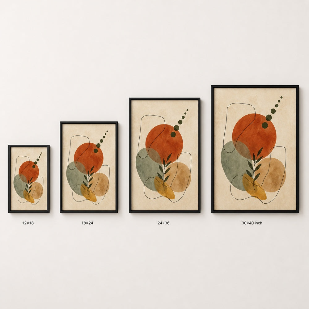 Organic Shapes Earthtone Abstract Poster Wall Art floating frame wall art - 06