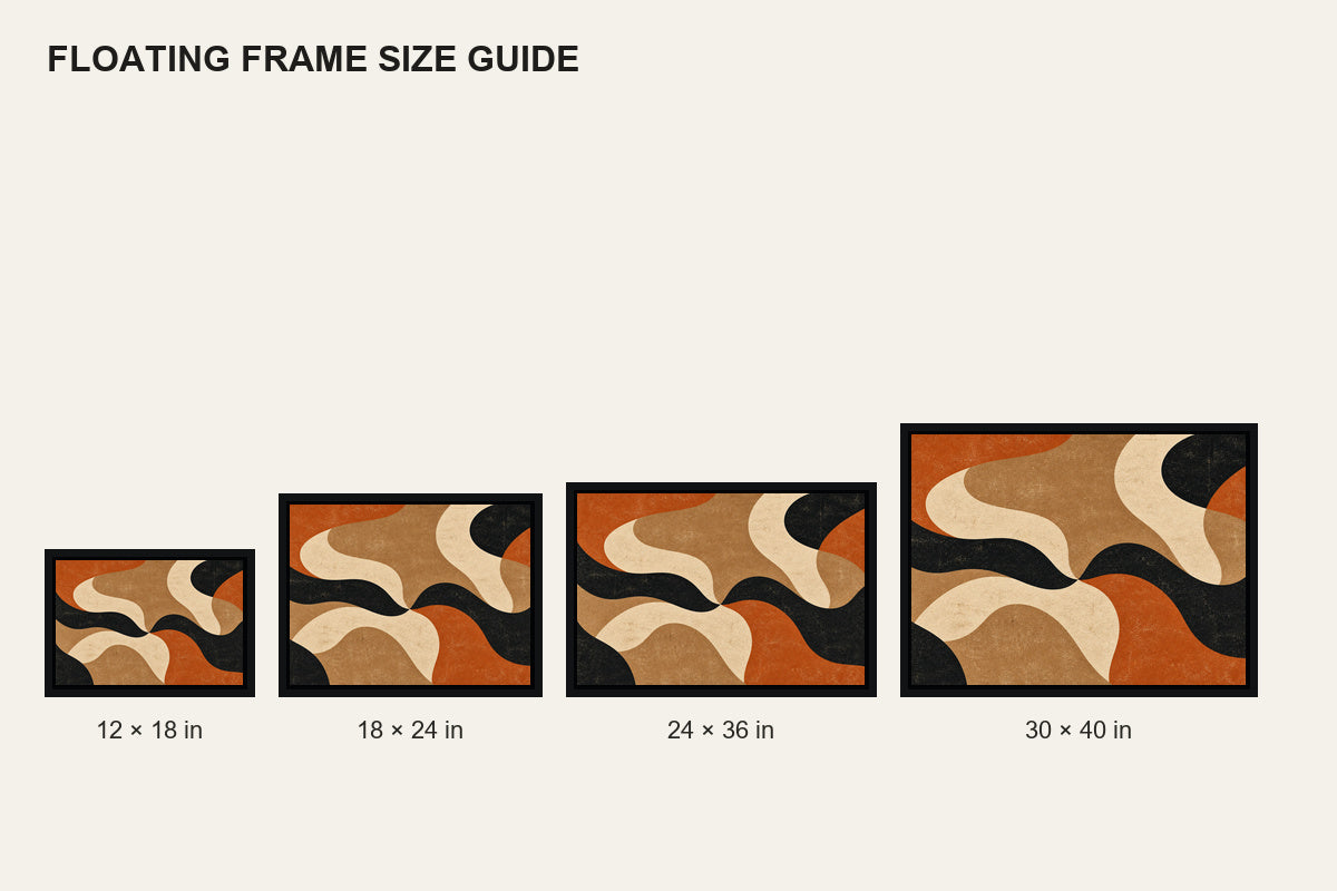 Mid Century Organic Shapes Abstract Floating Frame Wall Art - 06_size_comparison