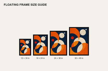 Navy Bauhaus Orbit Abstract Floating Frame Wall Art - 06_size_comparison