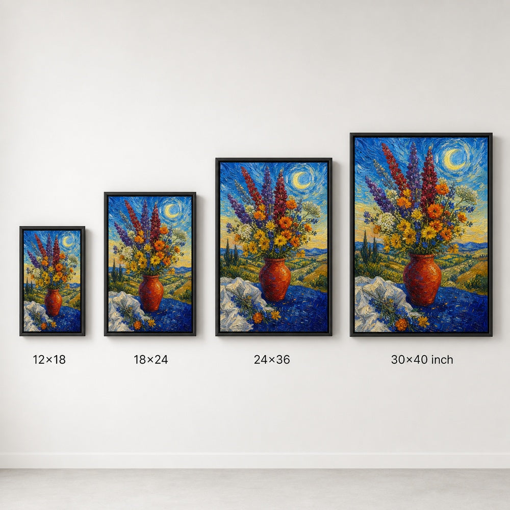 Post Impressionist Flower Vase Blue Tablecloth Wall Art floating frame wall art - 06