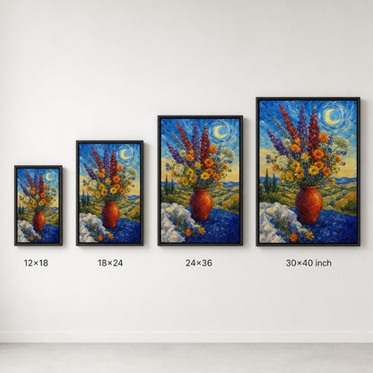 Post Impressionist Flower Vase Blue Tablecloth Wall Art floating frame wall art - 06