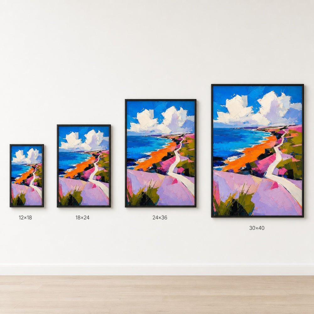 Abstract Coastal Impasto Landscape Wall Art floating frame wall art - 06